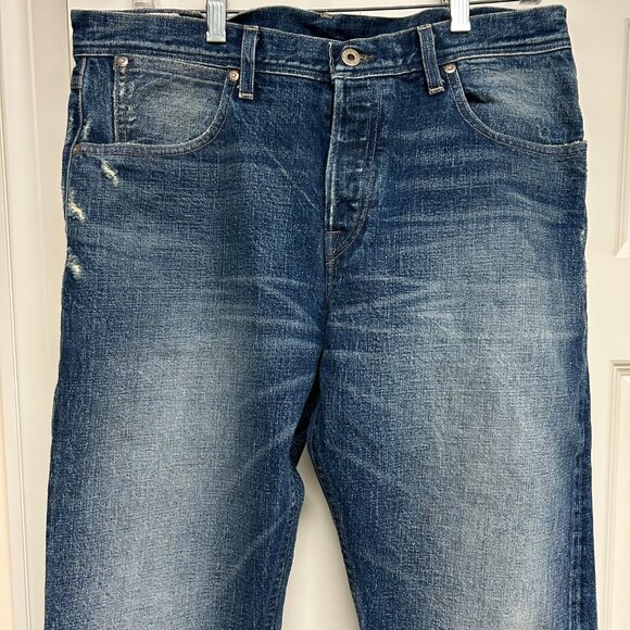 J. Crew Wallace & Barnes Distressed Indigo Dyed Selvedge Jeans 32W 32L - MINT! - Picture 2 of 7